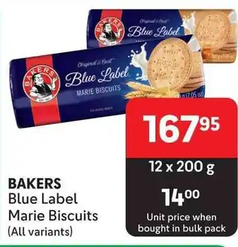 Makro BAKERS Blue Label Marie Biscuits (All variants) offer