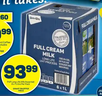 Pick n Pay Hypermarket PnP Long Life Milk Assorted 6x1Litre Per Pack offer