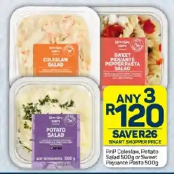 Pick n Pay Hypermarket PnP Coleslaw, Potato Salad 500g or Sweet Piquante Pasta 500g offer