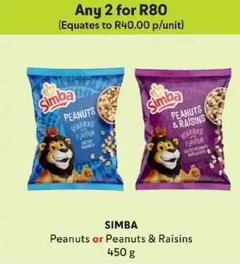 Makro SIMBA Peanuts or Peanuts & Raisins 450 g offer