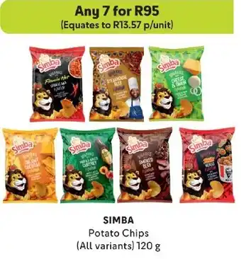 Makro SIMBA Potato Chips (All variants) 120 g offer