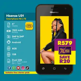 Shoprite Hisense U31 Smartphone 4G LTE offer