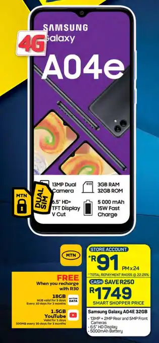 Pick n Pay Hypermarket Samsung Galaxy A04E 32GB offer