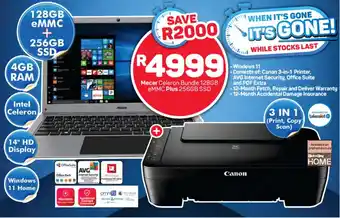 Mecer Celeron Bundle 128GB eMMC Plus 256GB SSD