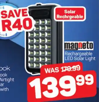 Pick n Pay Hypermarket Magneto Rechargeable LED Solar Light offer