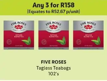 Makro FIVE ROSES Tagless Teabags 102's offer