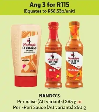 Makro NANDO'S Perinaise (All variants) 265 g or Peri-Peri Sauce (All variants) 250g offer