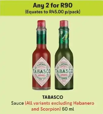 Makro TABASCO Sauce (All variants excluding Habanero and Scorpion) 60 ml offer