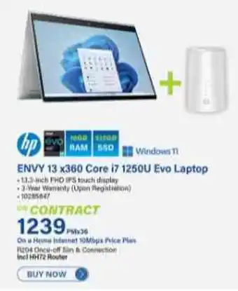 Incredible Connection HP ENVY 13 x360 Core i7 1250U Evo Laptop offer