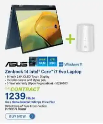Incredible Connection ASUS Zenbook 14 Intel Core i7 Evo Laptop offer