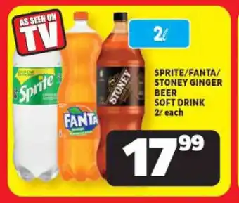 Usave SPRITE/FANTA/ STONEY GINGER BEER SOFT DRINK 2L each offer