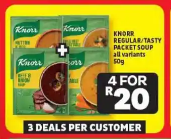 Usave KNORR REGULAR/TASTY PACKET SOUP all variants 50g offer