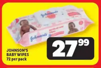 Usave JOHNSON'S BABY WIPES 72 per pack offer