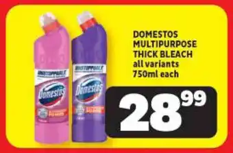 Usave DOMESTOS MULTIPURPOSE THICK BLEACH all variants 750ml each offer