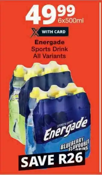 Checkers Energade Sports Drink All Variants offer