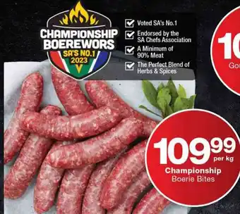 Checkers Championship Boerie Bites offer
