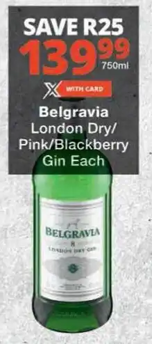 Checkers Belgravia London Dry/ Pink/Blackberry Gin Each offer