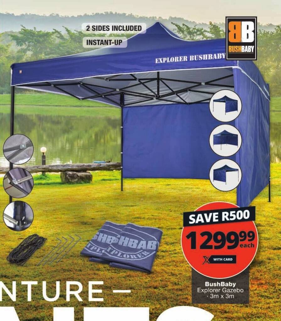 BushBaby Explorer Gazebo 3m x 3m offer at Checkers