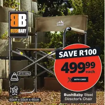 Checkers BushBaby Steel Director's Chair offer