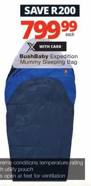 BushBaby Expedition Mummy Sleeping Bag