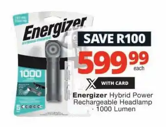 Checkers Energizer Hybrid Power Rechargeable Headlamp 1000 Lumen offer