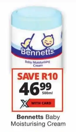 Checkers Bennetts Baby Moisturising Cream offer