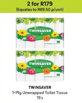 Makro TWINSAVER 1-Ply Unwrapped Toilet Tissue 15's offer