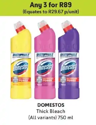 Makro DOMESTOS Thick Bleach (All variants) 750 ml offer