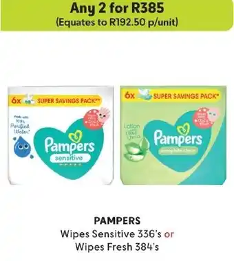 Makro PAMPERS Wipes Sensitive 336's or Wipes Fresh 384's offer