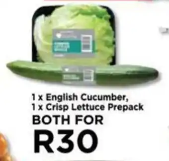 Food Lover's Market 1x English Cucumber, 1x Crisp Lettuce Prepack offer