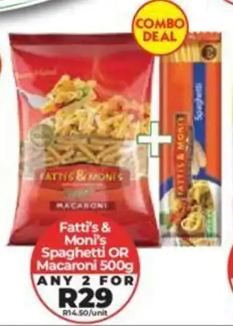 1UP Fatti's & Moni's Spaghetti OR Macaroni 500g offer