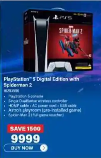 Incredible Connection PlayStation 5 Digital Edition with Spiderman 2 offer