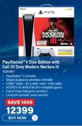 Incredible Connection PlayStation 5 Disc Edition with Call Of Duty Modern Warfare III offer