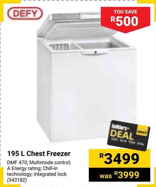 DEFY 195L Chest Freezer offer at Builders Warehouse