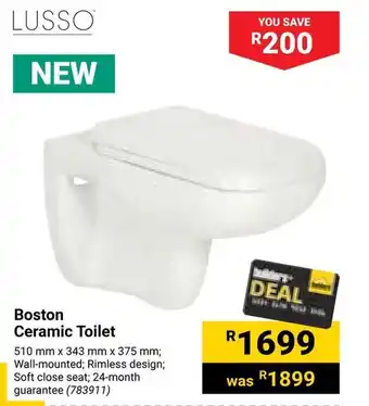 Builders Warehouse LUSSO Boston Ceramic Toilet offer