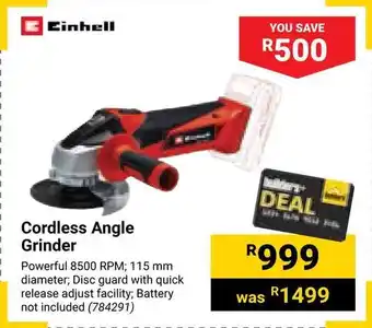 Builders Warehouse Cordless Angle Grinder offer