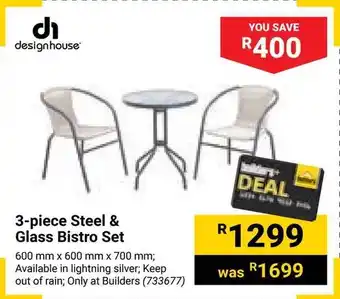 3-piece Steel & Glass Bistro Set