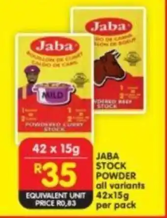 Shoprite JABA STOCK POWDER all variants 42x15g per pack offer