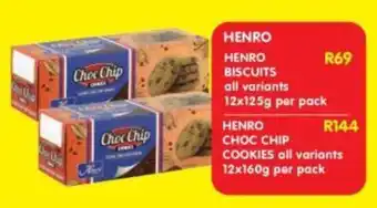 Shoprite HENRO BISCUITS all variants 12x125g per pack offer