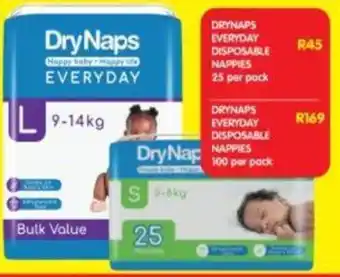 Shoprite DRYNAPS EVERYDAY DISPOSABLE NAPPIES 25 per pack offer