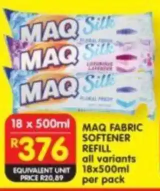 Shoprite MAQ FABRIC SOFTENER REFILL offer
