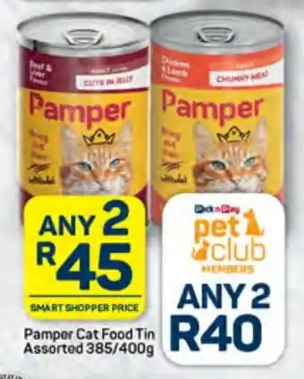 Pick n Pay Hypermarket Pamper Cat Food Tin Assorted 385/400g offer