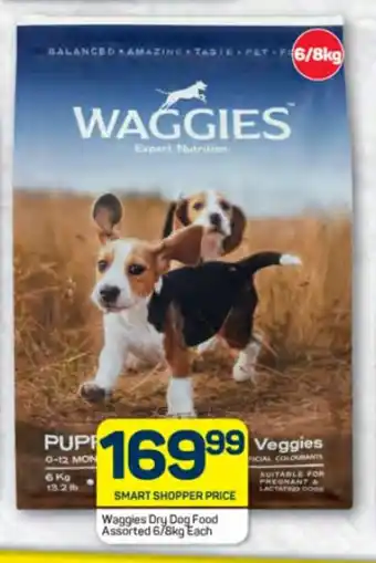 Pick n Pay Hypermarket Waggies Dry Dog Food Assorted 6/8kg Each offer