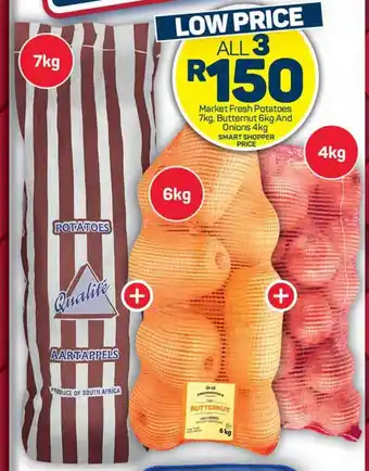 Pick n Pay Hypermarket Market Fresh Potatoes 7kg, Butternut 6kg And Onions 4kg offer