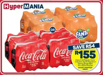 Pick n Pay Hypermarket Coca-Cola Regular, Coca-Cola Zero, Sprite Regular or Stoney Ginger Beer 24 x 300ml Bottles offer