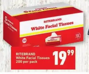 Shoprite RITEBRAND White Facial Tissues 200 per pack offer