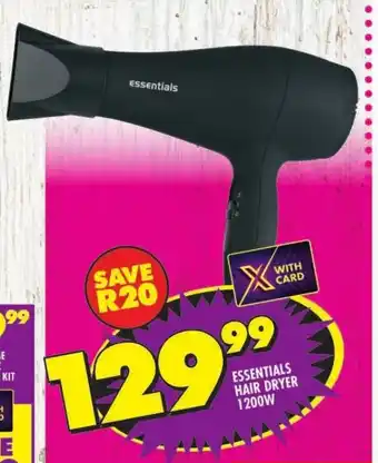 Shoprite ESSENTIALS HAIR DRYER 1200W offer