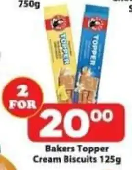 Check Save Bakers Topper Cream Biscuits 125g offer