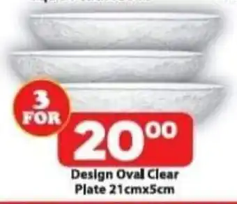 Design Oval Clear Plate 21cmx5cm