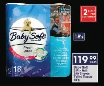 President Hyper Baby Soft 2-Ply Roll 350 Sheets Toilet Tissue 18's offer